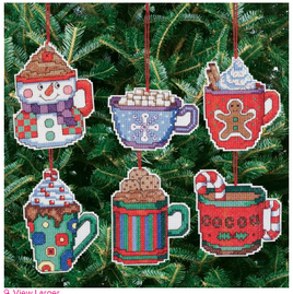 Cocoa Mug Ornaments Janlynn Counted Cross Stitch Kit 3.5"X3.5" Each