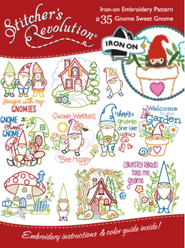Gnome Sweet Gnome #35 Iron On Hand Stitch Embroidery Patterns