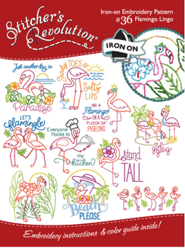 Flamingo Lingo #36 Iron On Hand Stitch Embroidery Patterns