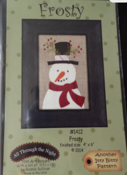 Frosty = #1412 Wool Applique Paper Pattern By All Through The Night
