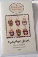 Merry Mittens Wool Applique Paper Pattern By Penny Lane Primitives