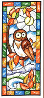 Stained Glass Autumn Owl Printed Cross Stitch Pattern by Imaginating