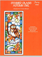 Stained Glass Autumn Owl Printed Cross Stitch Pattern by Imaginating