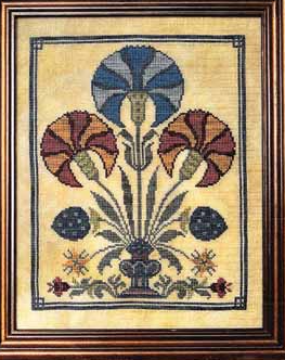 Blue Carnation Fraktur Cross Stitch Pattern By Three Sheep Studio