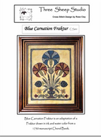 Blue Carnation Fraktur Cross Stitch Pattern By Three Sheep Studio