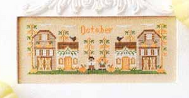October Monthly Mini Village Cross Stitch Pattern By Country Cottage
