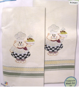 Cat Chef Tobin Stamped For Embroidery Kitchen Towels 20"X28" 2/Pkg