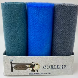 Wool Curlers 4in X 16in Ocean 3 Pieces of Hand Dyed Felted Wool By In The Patch Designs