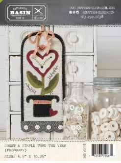 Sweet and Simple February # BMB3078 Wool Applique Pattern By Buttermilk Basin