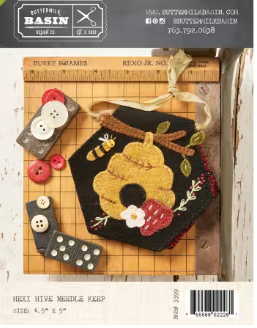 Hexi Hive Needle Keep # BMB3399 Wool Applique Pattern By Buttermilk Basin