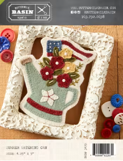 Summer Watering Can # BMB3479 Wool Applique Pattern By Buttermilk Basin