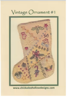 Vintage Christmas Ornament Stocking #1 CDHV01 Pre-Printed Hand Embroidery Project By Chickadee