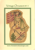 Vintage Christmas Ornament Snowman #11 CDHV011 Pre-Printed Hand Embroidery Pattern By Chickadee Hollow