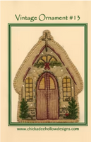 Vintage Christmas Ornament Church #13 CDHV013 Pre-Printed Hand Embroidery Pattern By Chickadee Hollow