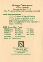 Vintage Christmas Ornament Church #13 CDHV013 Pre-Printed Hand Embroidery Pattern By Chickadee Hollow