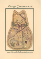 Vintage Christmas Ornament Kitty #14 CDHV014Pre-Printed Hand Embroidery Pattern By Chickadee Hollow
