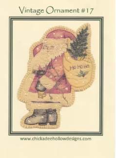 Vintage Christmas Ornament Santa #17 CDHV017 Pre-Printed Hand Embroidery Pattern By Chickadee Hollow