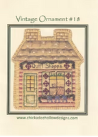 Vintage Christmas Ornament Quilt Shop #18 CDHV018 Pre-Printed Hand Embroidery Pattern By Chickadee Hollow