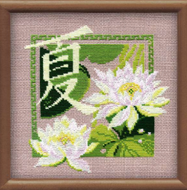 Summer Japanese Water Lily Counted Cross Stitch Kit Riolis