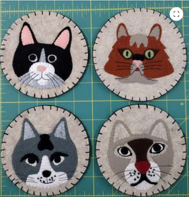 Cat Coaster Wool Applique Felt Kit By Rachels Of Greenfield