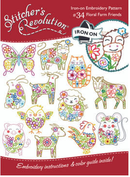 Floral Farm Friends Iron ON Hand Stitch Embroidery Patterns