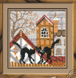 Cats in Autumn Counted Cross Stitch Kit 16 ct. By RIOLIS